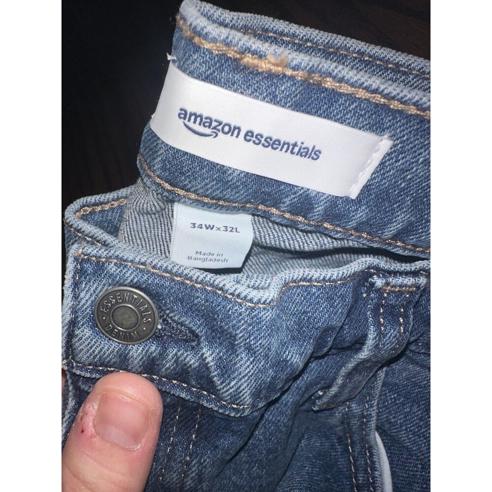 Amazon Essentials Men’s Straight Fit Stone Medium Wash Denim Jeans 5-Pocket - Picture 3 of 3